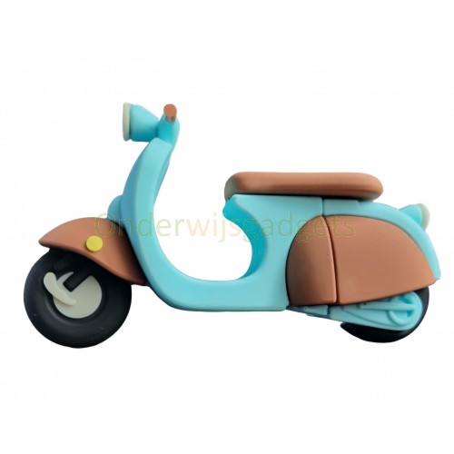 USB-Stick Vintage Stijl Scooter 128GB - USB 3.0 High speed - Retro Ontwerp - Turquoise / Bruin